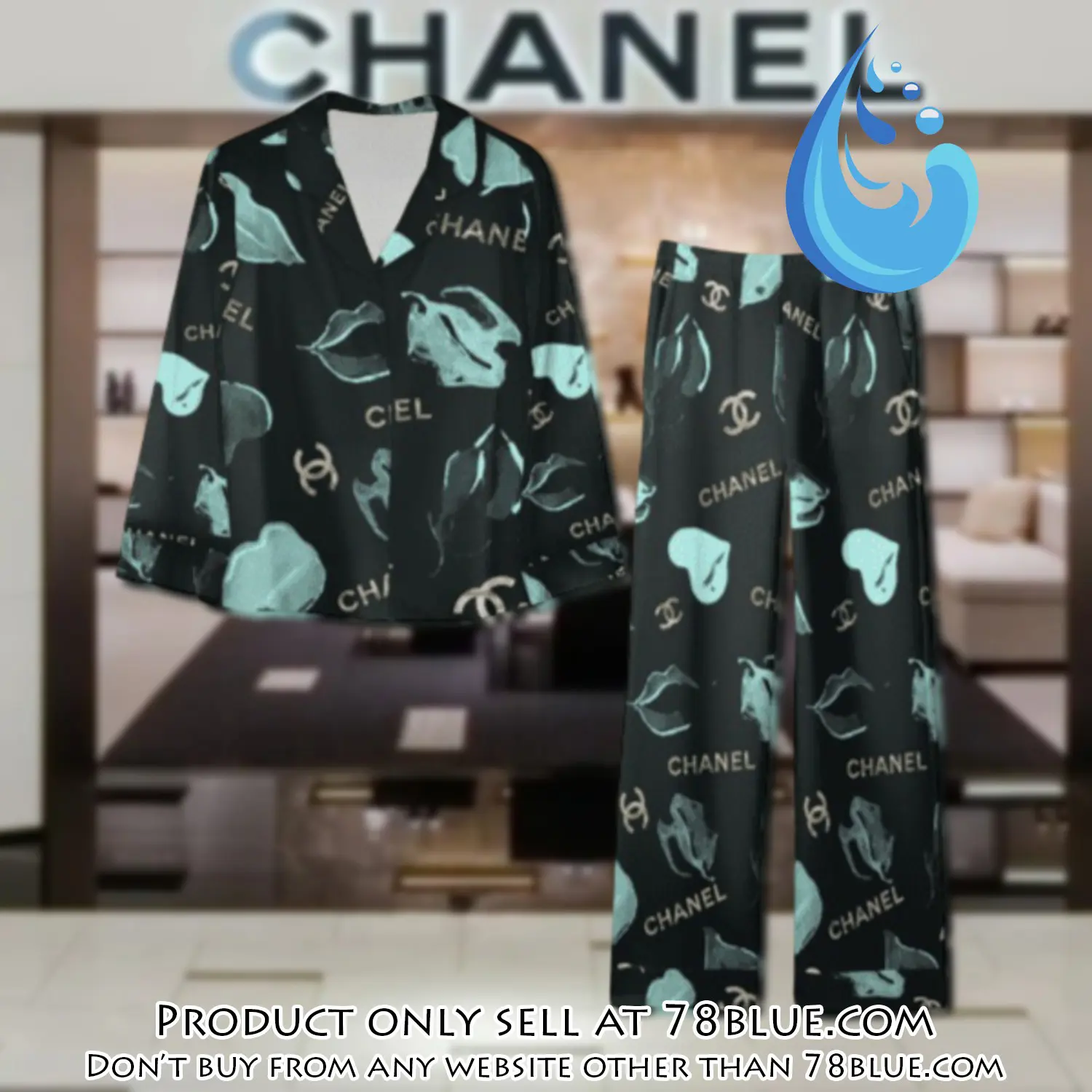 Trending luxury chanel satin pajama set pjs1040 78b2036380